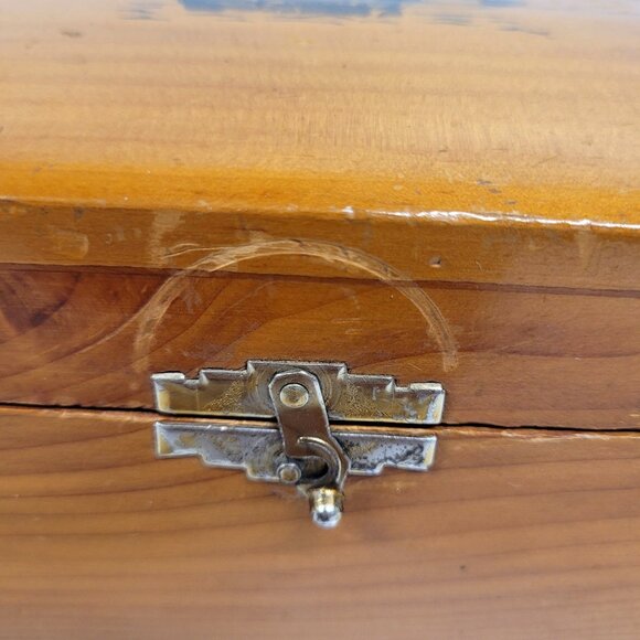 Jewelry Box Treasure Chest Wood Sail Boat Ship Cedar Metal Bands Swivel Lock - Picture 11 of 11